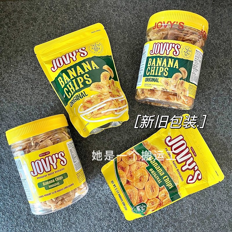新日期菲律宾JOVY'S香蕉片干零食特产果干罐装400g100g烘烤甜脆