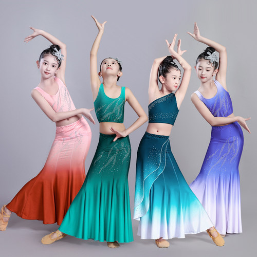 童傣族舞蹈演出服鱼尾裙舞蹈