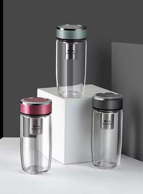 万象新款有过滤网男女士简约加厚耐热泡茶杯便携办公家用水杯U195