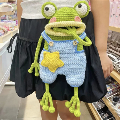 手工编织网红大嘴青蛙机材