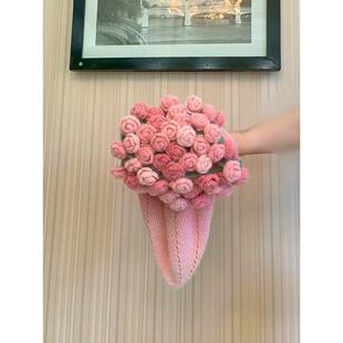 长绒玫瑰花花束毯子毛线手工编织diy材料包钩针打发时间七夕礼物