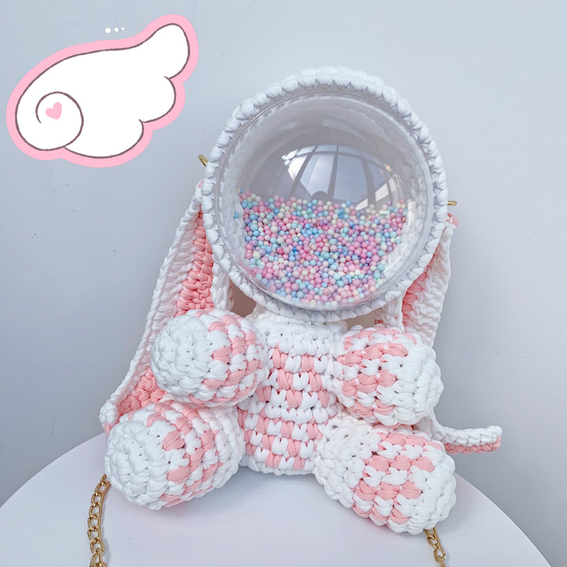 手工自制编织包diy材料缝小熊兔