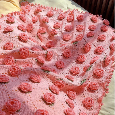 手工编织山茶花毯子材料包