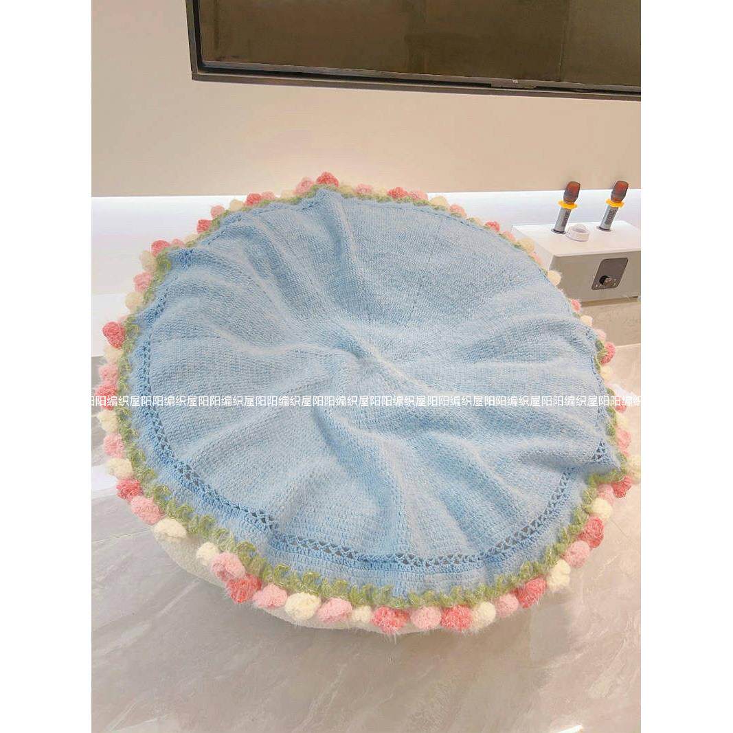 非成品钩针玫瑰手捧花毯