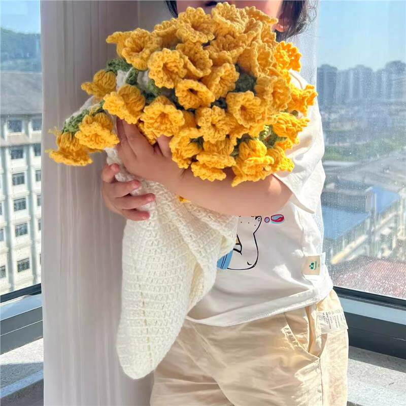 铃兰花手工编织花束diy材料包钩针玫瑰花朵毛毯毛线团盖毯送礼物