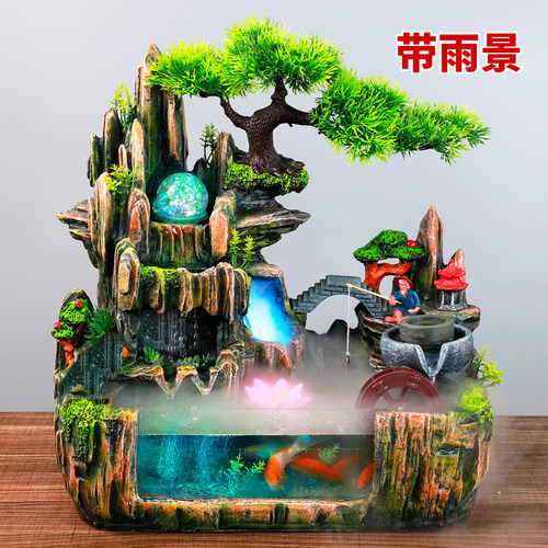 客厅假山流水喷泉鱼缸瀑布山水