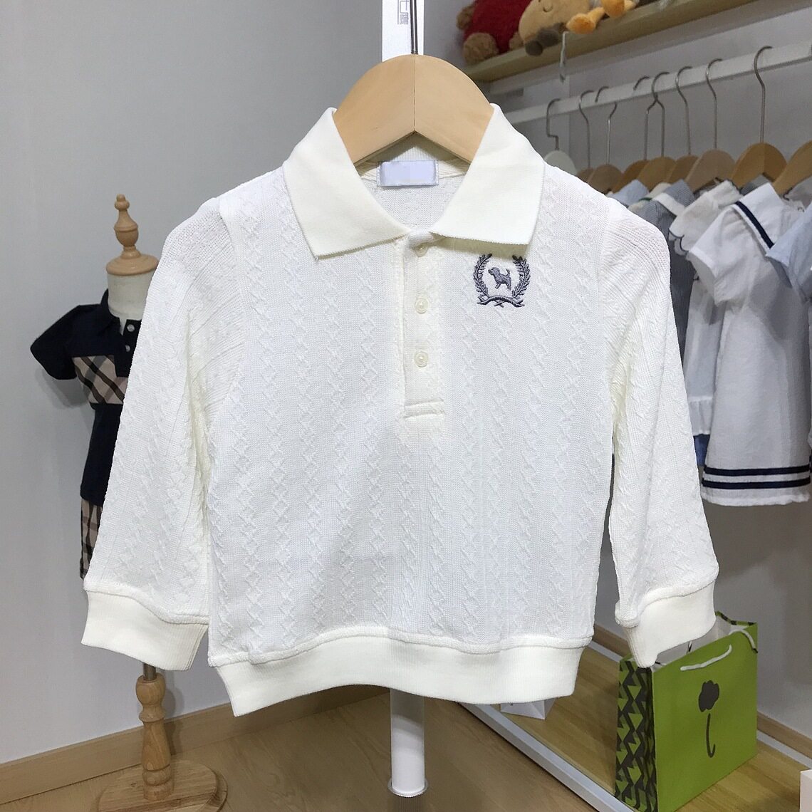 韩版童装秋季新款男宝宝针织长袖T恤高弹上衣POLO衫洋气SY6070601
