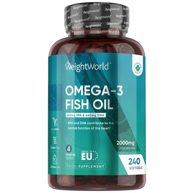 德国weightworld 1000mg深海鱼油Omega3胶囊EPA 660mg+DHA 440mg