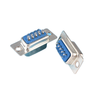 DB9插头插座 母头公头塑料金属外壳 蓝胶焊线式插头