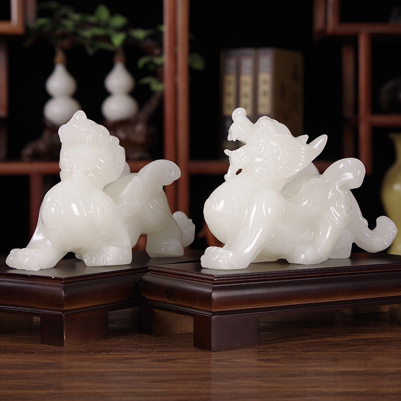 天然玉石貔貅摆件高档客厅酒柜前台办公室桌装饰店铺乔迁开业礼品