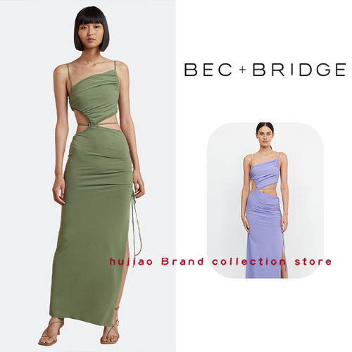 煳椒 澳洲 bec bridge 设计感不对称腰部镂空修身吊带连衣裙