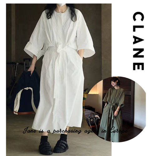 国现 日本 CLANE 松本惠奈工装廓形系带收腰显瘦衬衫连衣裙