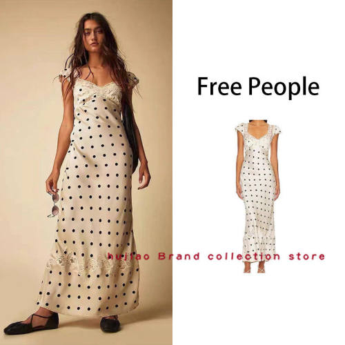 煳椒 Free People 速发 虞书欣长款无袖波点拼接连衣裙