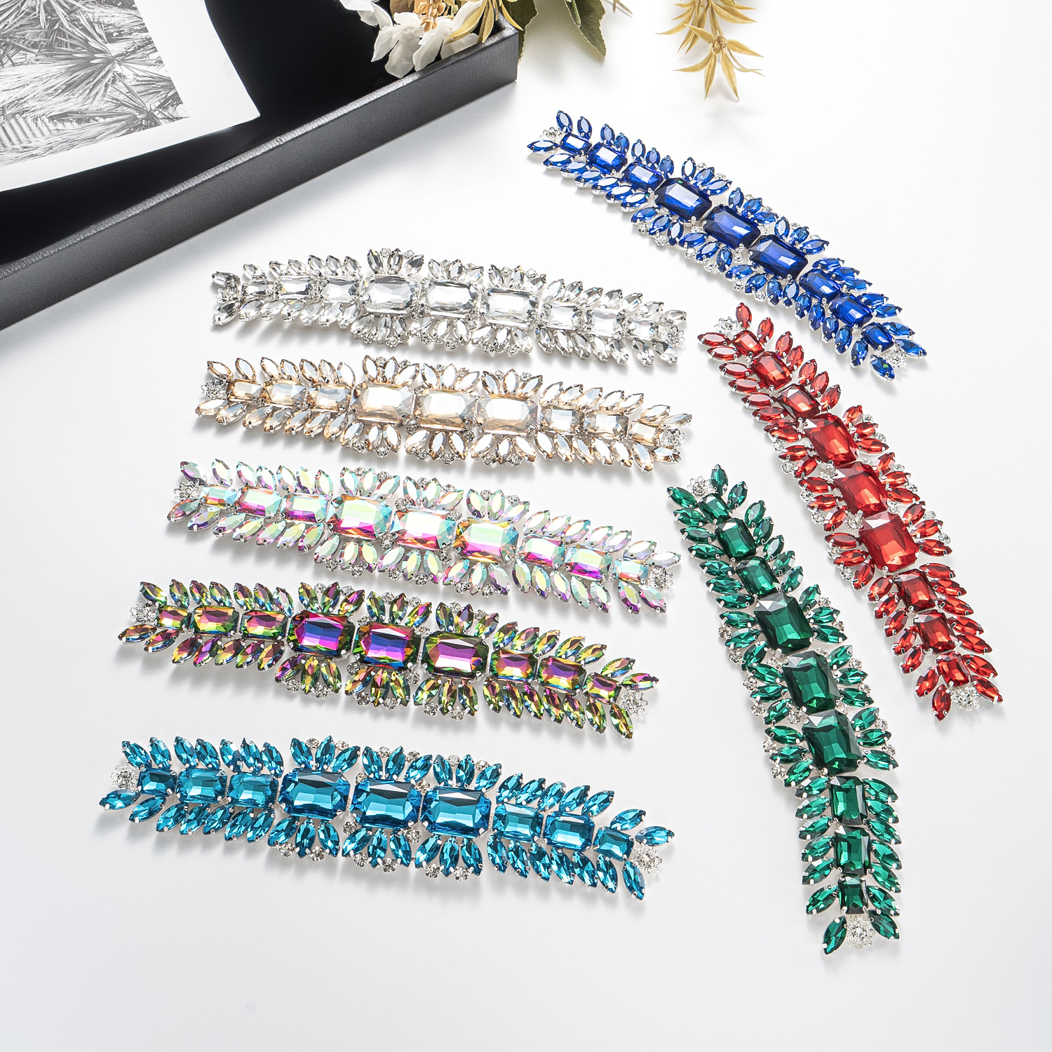 跨境钻长方行马眼钻链花水钻diy西装礼服钻链装饰鞋包配饰服装配