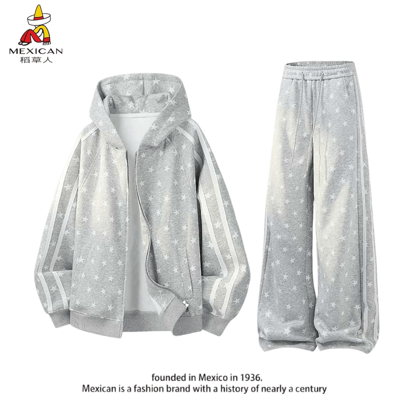 Mexican星星卫衣卫裤套装女秋冬