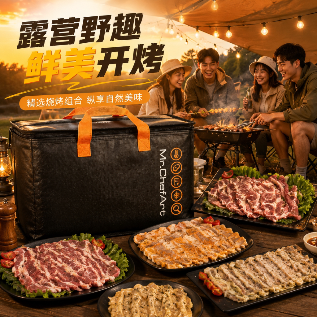 厨鲜森精品烧烤组合谷饲肥牛片猪梅花肉酱香五花肉芝士猪颈肉
