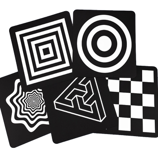 黑白卡片宝宝蒙氏视觉激发新生儿大卡婴儿黑白卡几何图形追视卡