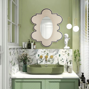 装饰镜椭圆镜浴室镜卫生间洗手镜子造型简约挂墙梳妆镜艺术厕所镜