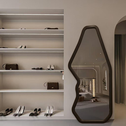 ins服装落地镜靠墙创意艺术美容院穿衣镜led壁挂玄关入户全身镜子