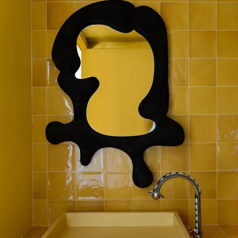 C2化妆镜直销黑色不规则复古艺术