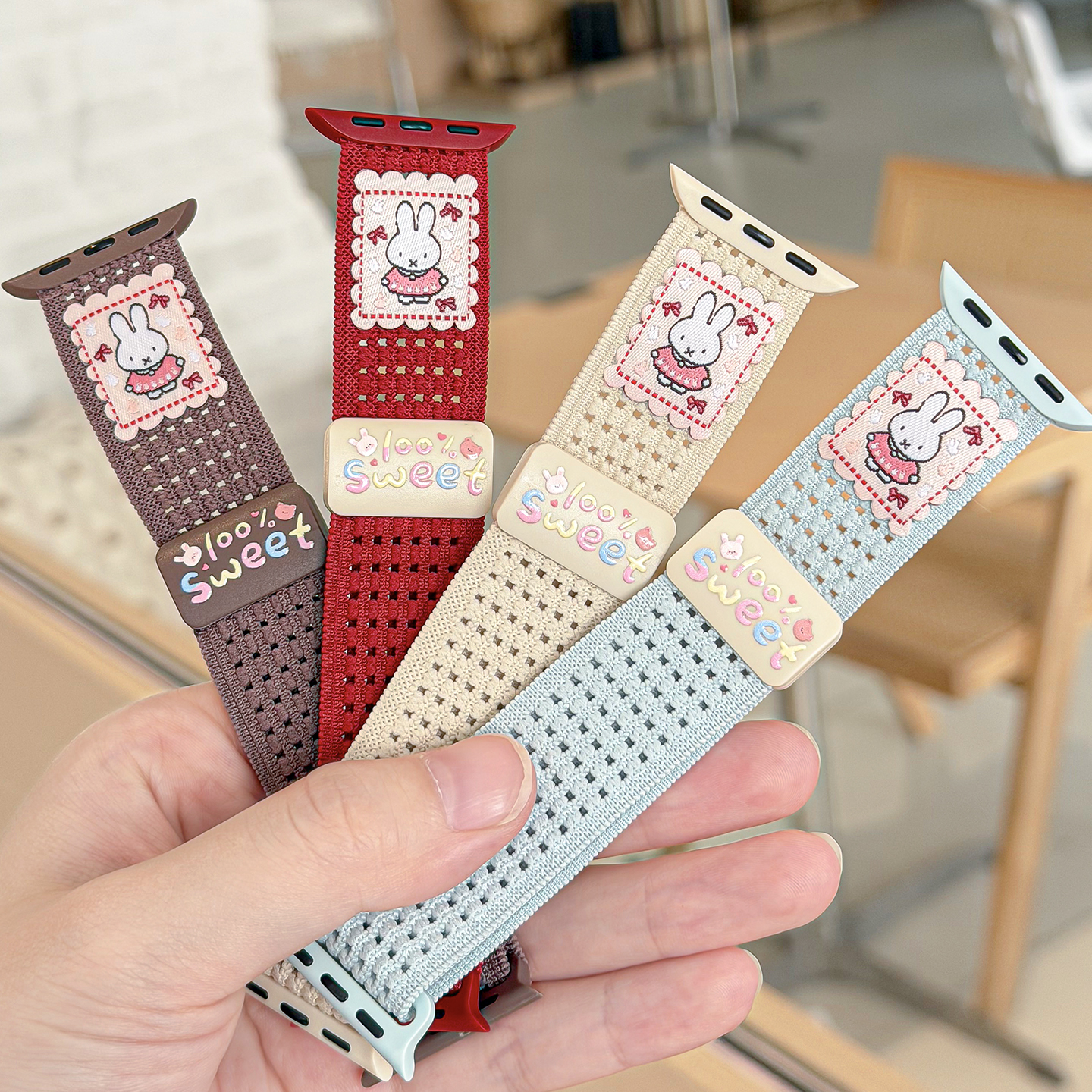 适用iwatch米菲透气尼龙磁吸表带