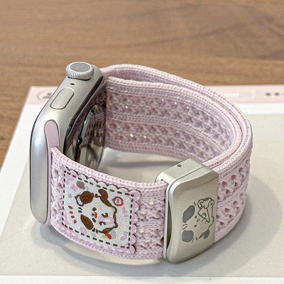 适用iWatch针织卷卷猫磁吸表带