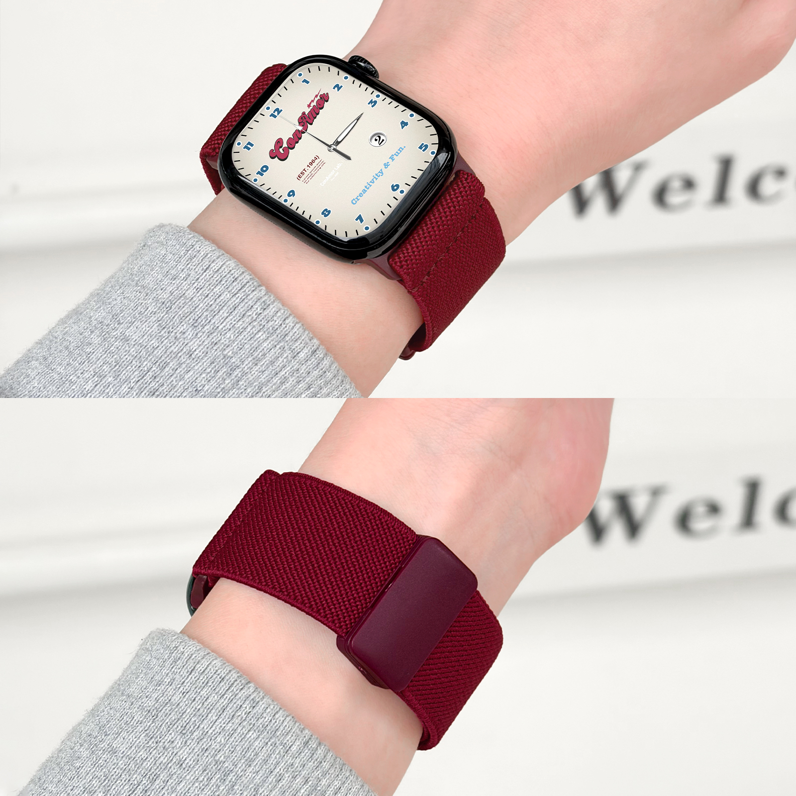 适用iwatch超薄平纹尼龙男女表带