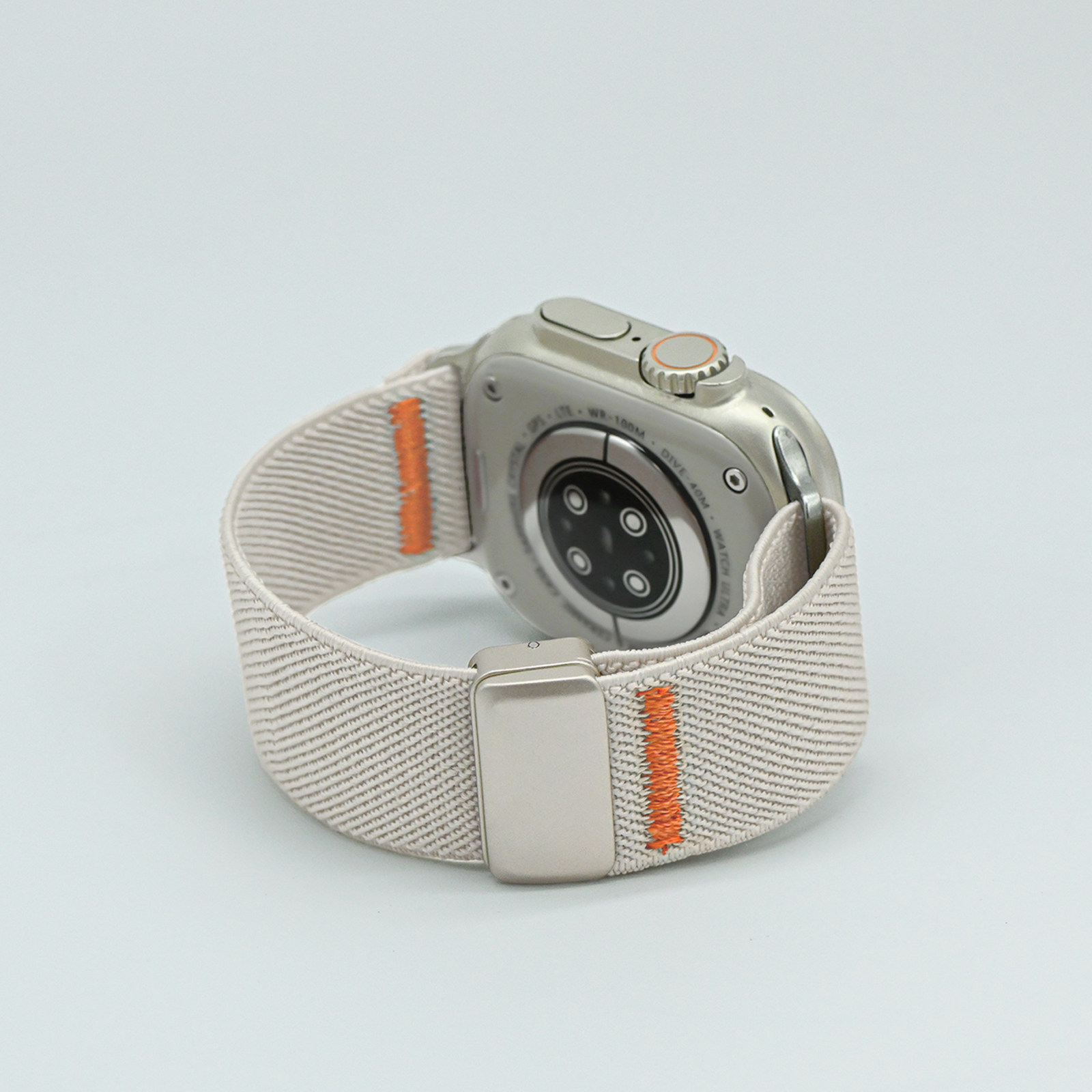 适用applewatchS11弹力尼龙平纹磁吸表带iWatch10/9/8超薄柔软工装回环苹果手表ultra金属扣透气SE男女腕带夏