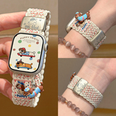 6可爱小猫腊肠狗吊坠iWatch弹力Ultra腕带 10尼龙编织磁吸表带applewatch9 立体挂饰 适用苹果手表S11