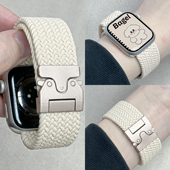 降落伞扣编织尼龙苹果手表S11 适用applewatchS10表带新款 6弹力iWatchSE可调节腕带男女运动ultra腕带