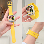 糖果马卡龙硅胶适用applewatchS11表带可爱撞色iwatch10 男女腕带 7运动小蛮腰表带苹果手表ultra柔软套装