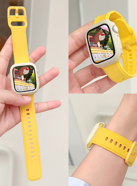 糖果马卡龙硅胶适用applewatchS11表带可爱撞色iwatch10/9/8/7运动小蛮腰表带苹果手表ultra柔软套装男女腕带
