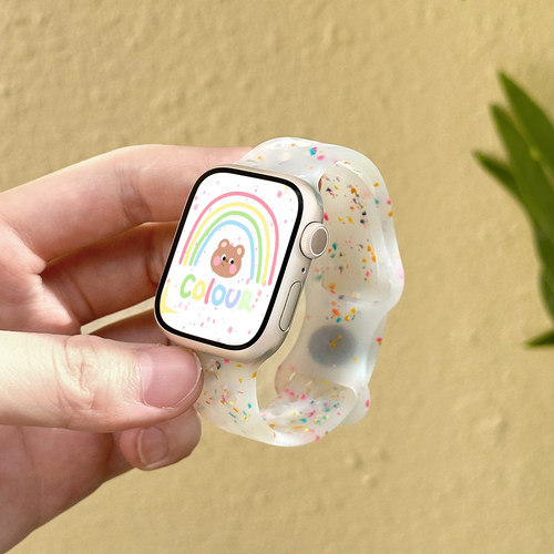 适用iWatch果冻彩点硅胶套装表带