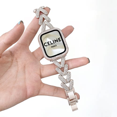 适用iwatch带钻金属表带送壳
