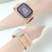 表带10 8ultra官方同款 适用applewatchS11尼龙回环式 表带苹果手表iwatch9 SE魔术贴户外运动编织新表带