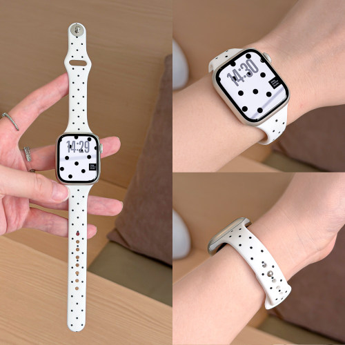 适用iwatch韩系波点硅胶细款表带