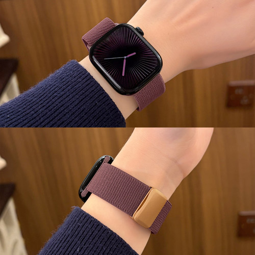 适用iWatch尼龙平纹编织磁吸表带