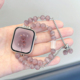 87仿猫眼石质感双链苹果手表se可调节腕带女夏 紫丁香 适用applewatchS11竹节人造水晶串珠表带iWatch10