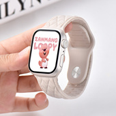 适用于applewatchS11硅胶菱格纹表带iwatch8 se2苹果手表S10表带液态硅胶ultra超软运动透气男女夏表带