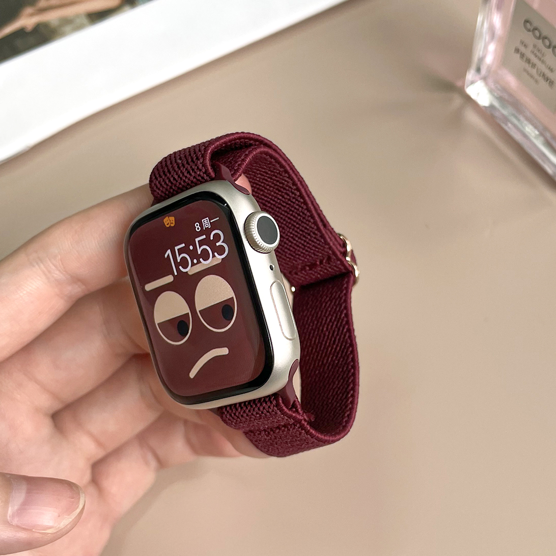 适用applewatch尼龙弹力细款表带