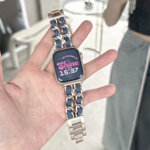 适用iWatch链条金属小香风表带