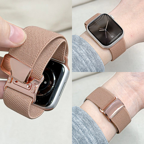 适用iWatch尼龙平纹编织磁吸表带