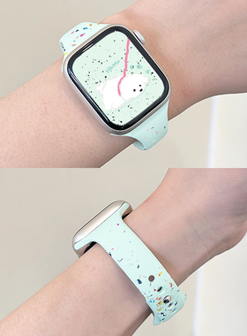 适用iWatchS10彩点洞洞硅胶小蛮腰表带applewatchS11/9/8/7/6新蝴蝶扣透气细款苹果手表SE夏Ultra运动表带夏