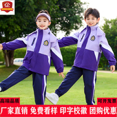 套装 短袖 新 幼儿园园服夏季 紫色冲锋衣三件套小学生校服班服秋冬款