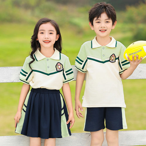 果绿色幼儿园园服小学生校服班服学院风夏款套装六一儿童节演出服