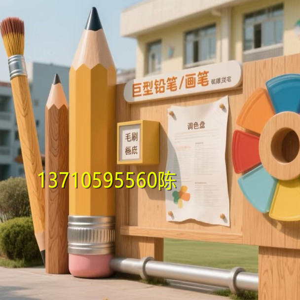 幼儿园广场美陈定制大型铅笔模型雕塑户外玻璃钢彩铅毛笔小品雕像