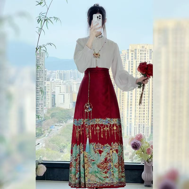 新款凤舞青鸾仿妆花马面裙