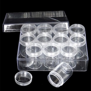 热卖 小瓶20克储物盒塑料收纳盒首饰盒串珠盒钻盒有盖透明盒 12装