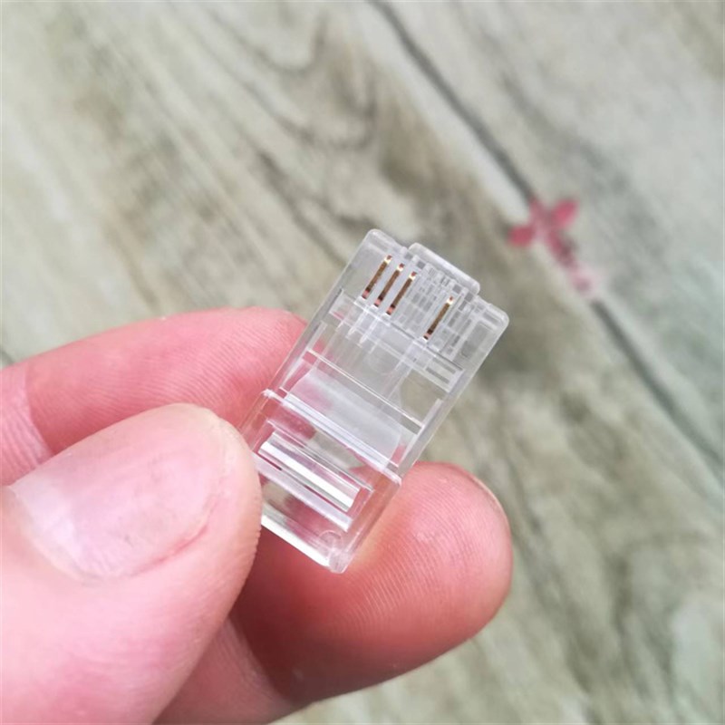 4芯监控网线水晶头 8P4C镀金款网络 四芯双绞接头100个RJ45
