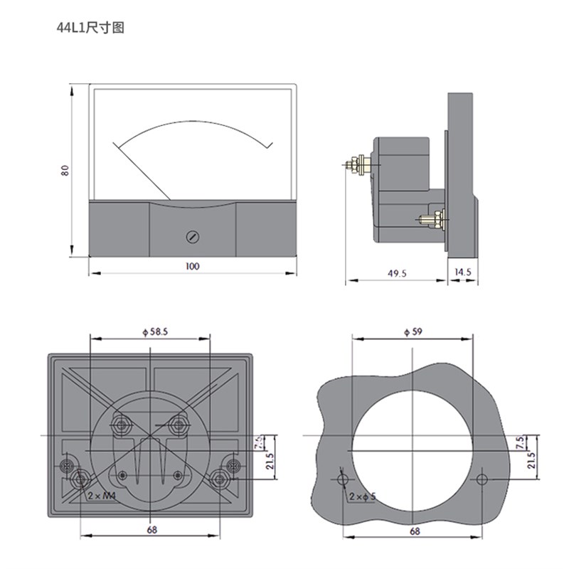 44L1电流表10i0/5 200/5 450V交流直流指针式电压表44C3 100A75mv